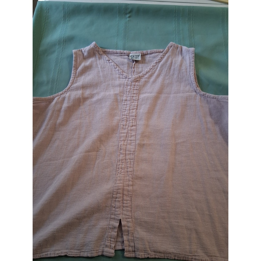 Oh My Gauze! Womens Size 3 Purple Crinkle Cotton Sleeveless V-Neck Tank Top Boho